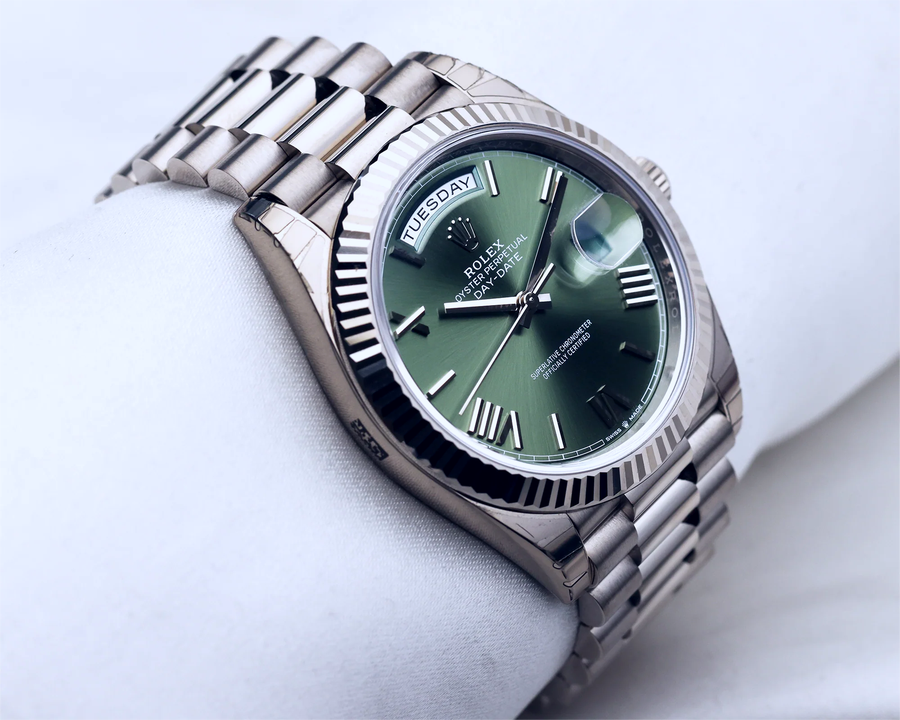 ROLEX DAY DATE SILVER GREEN swiss replica 
