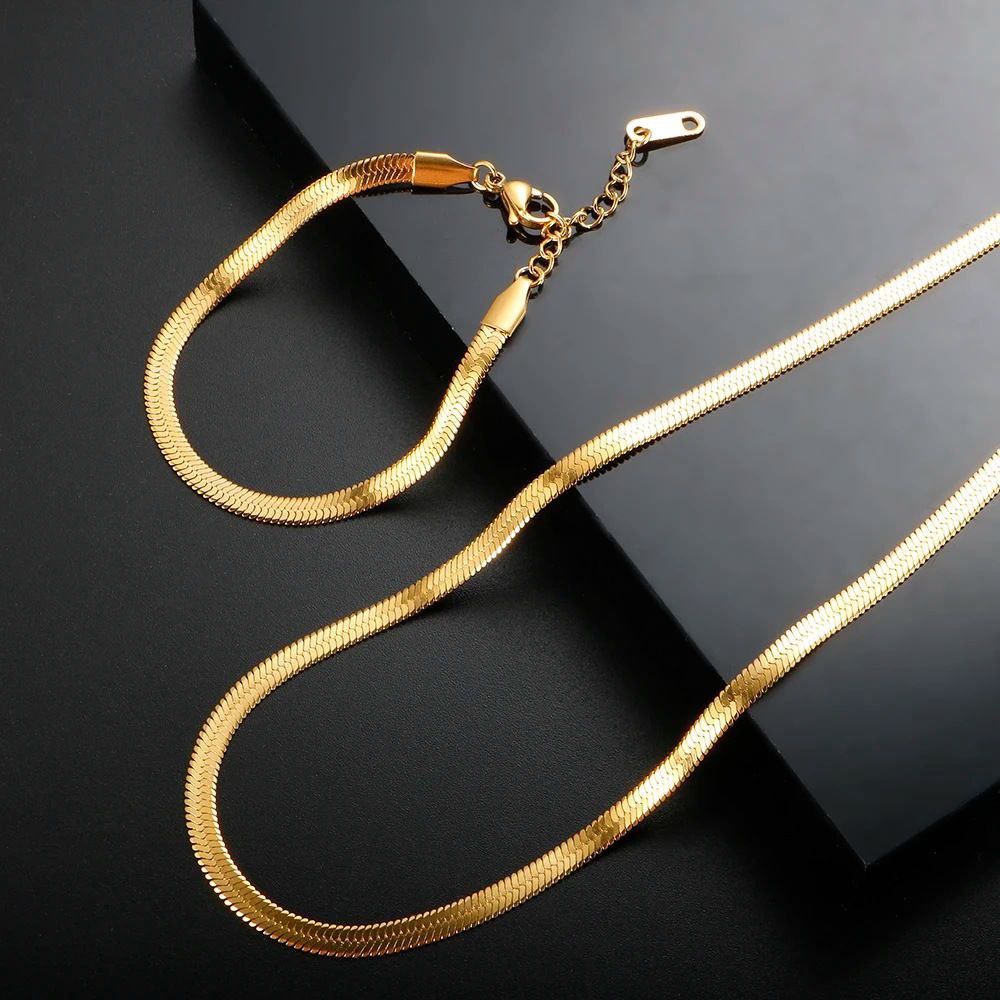  snake back stainless steel necklace set