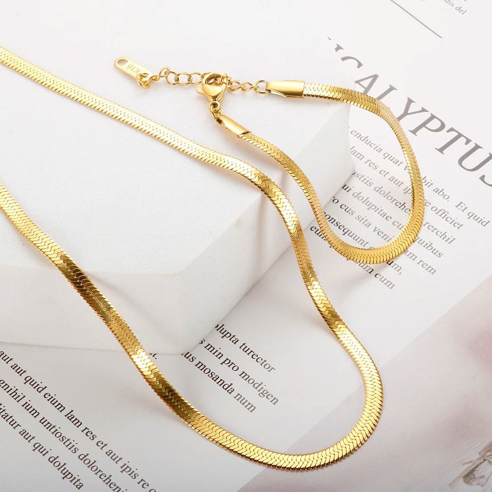  snake back stainless steel necklace set