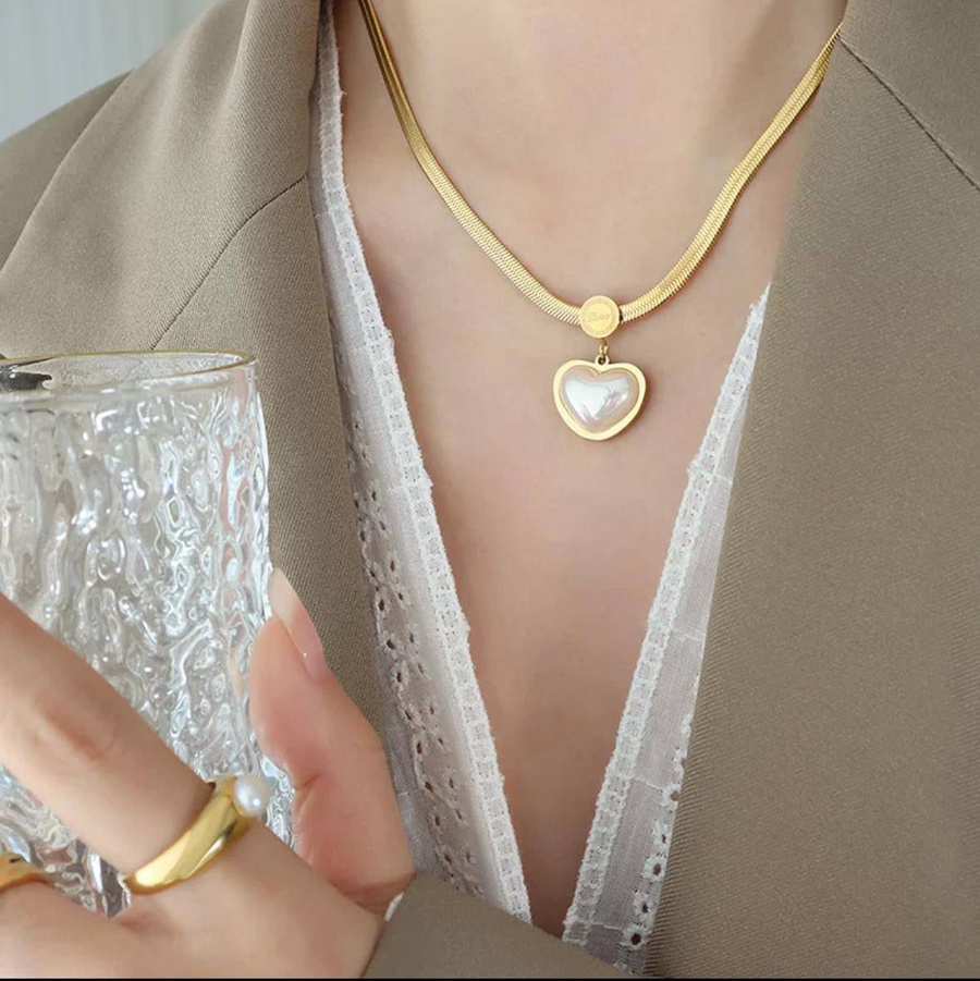 stainless steel necklace with a wide, chic snake chain has arrived