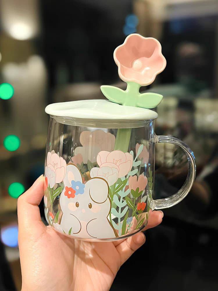 مج زجاج بمعلقه  ورده
