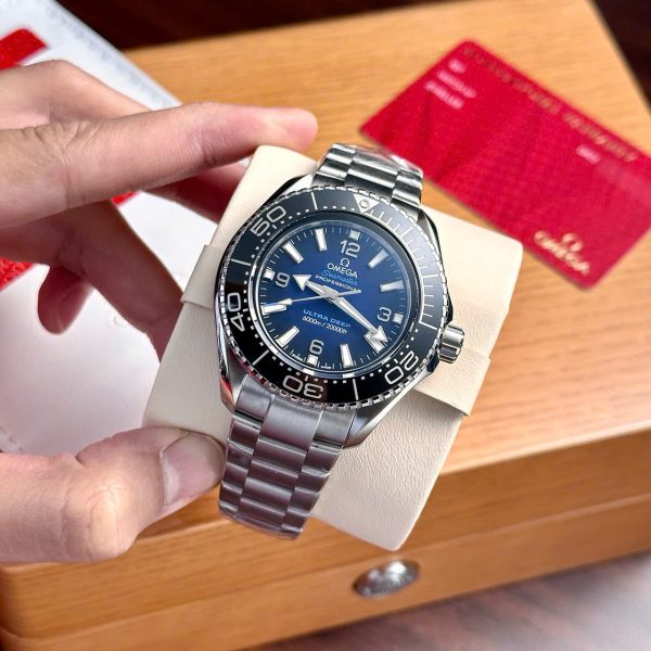   ساعة اوميغا سي ماستر بلانيت اوشن 6000 متر Co Axial Master Chronometer Blue Dial Silver Steel Strap master هاي كواليتي