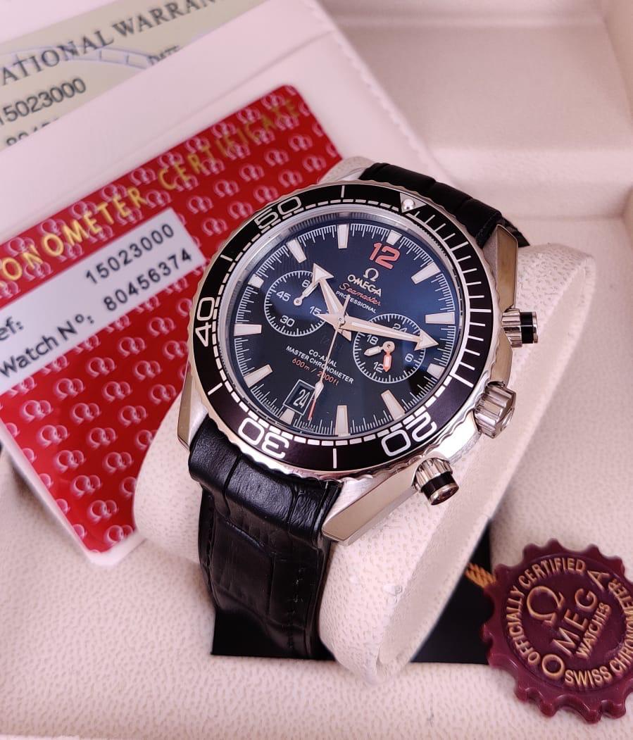   Seamaster Planet Ocean Black leather Strap