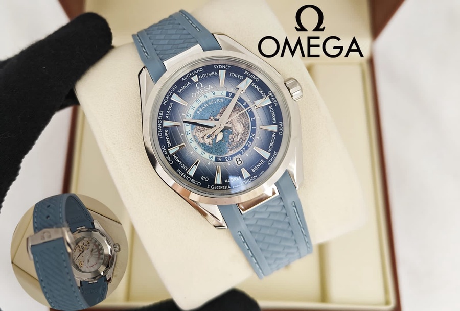 Limited Aqua Terra white dial baby blue strap  