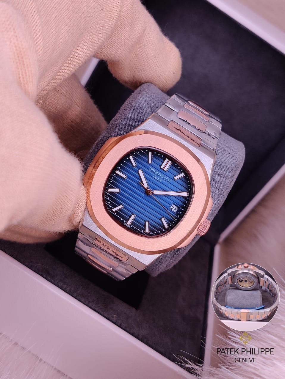  نوتيلوس 40 مم Nautilus 40mm rose gold blue dial