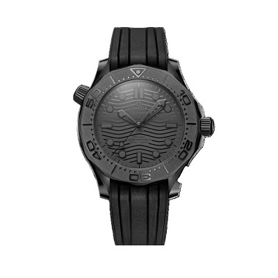 Seamaster Diver 300M 43.5 mm, black ceramic on rubber strapHi copy