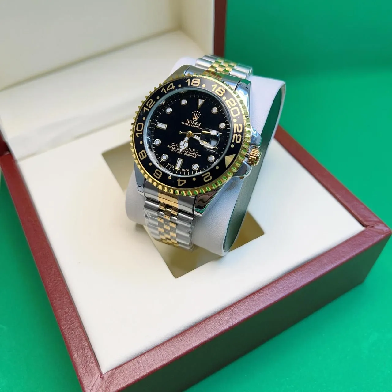 ساعة  Rolex GMT II Golden Silver  ماستر درجة اولي