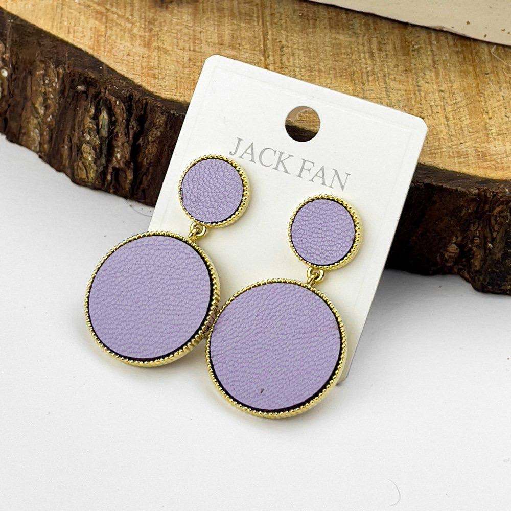 Purple Twin Circle Earrings – Gold Plated Silver 925