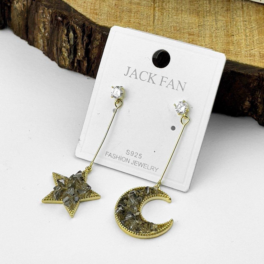 Lunar Star Spark Earrings – Silver 925 with Zircon