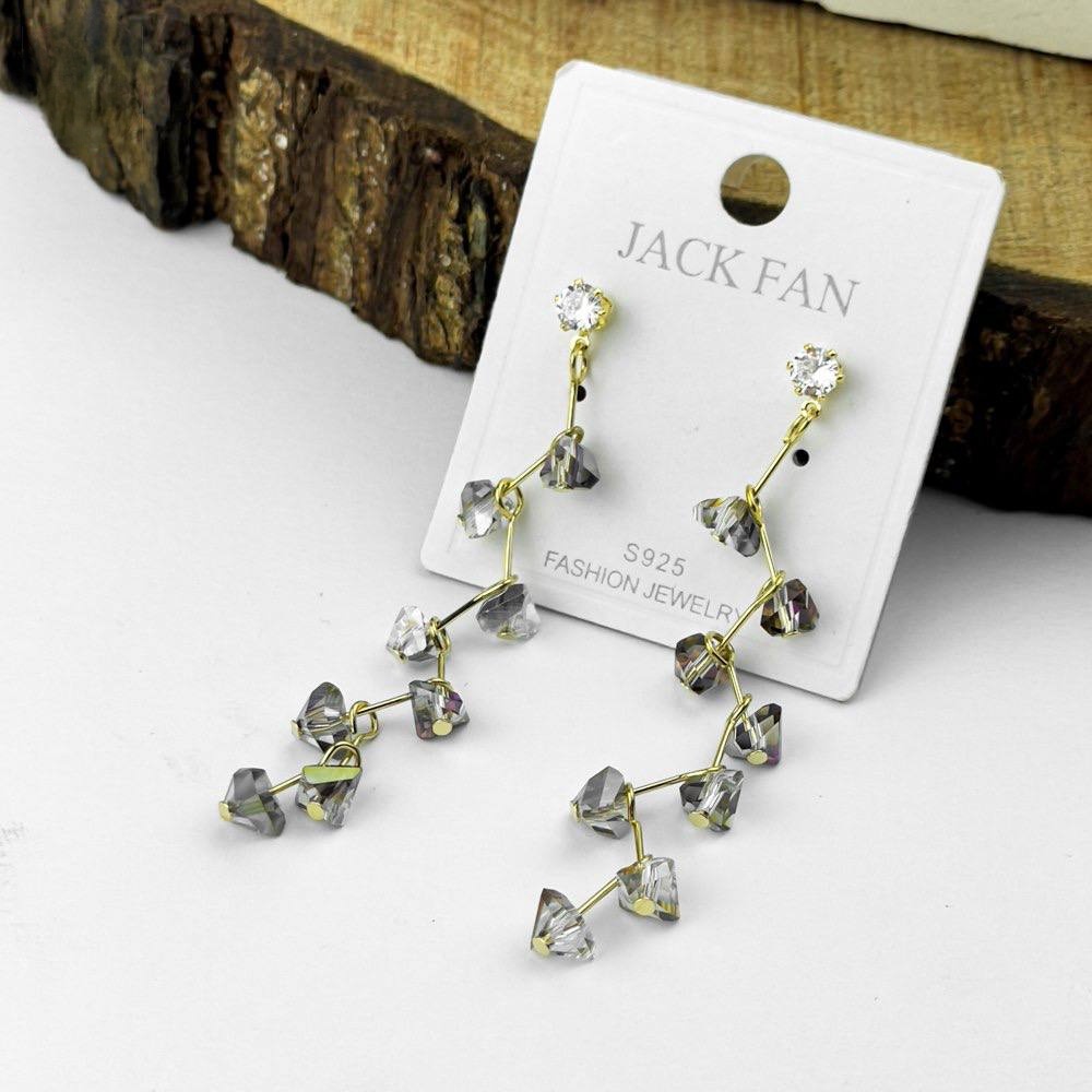 Cluster Spark Earrings – Silver 925 with Zircon & Glass Crystals