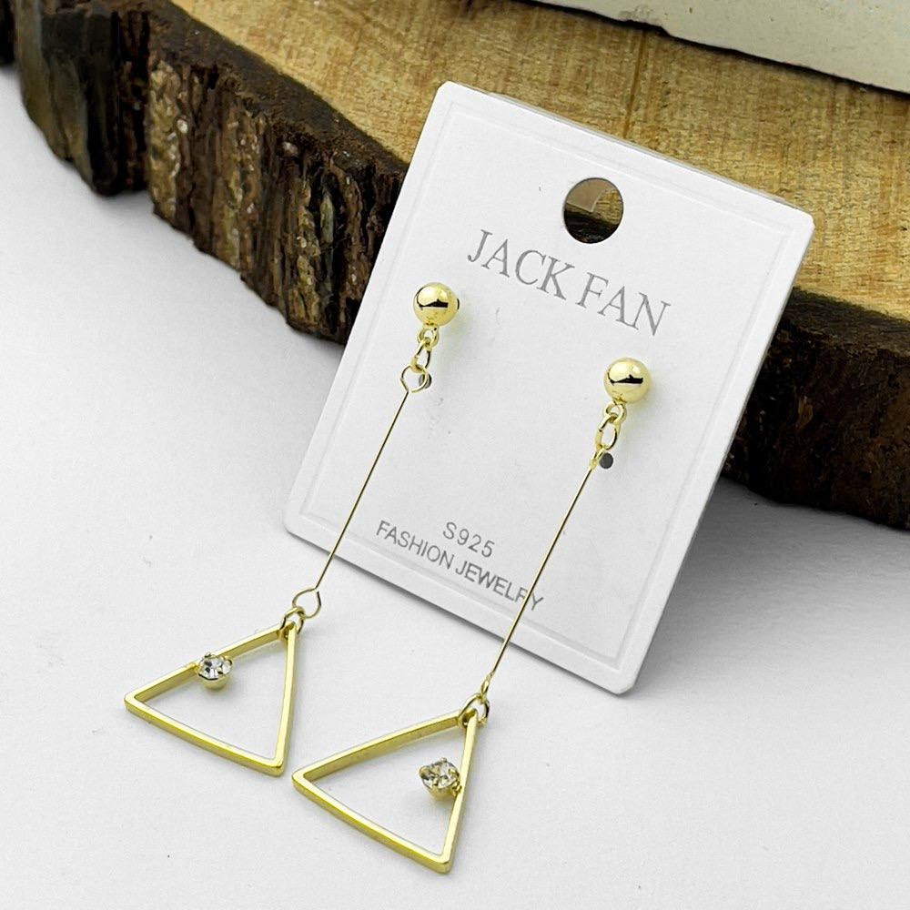 Hollow Triangle Spark Earrings – Silver 925 with Zircon