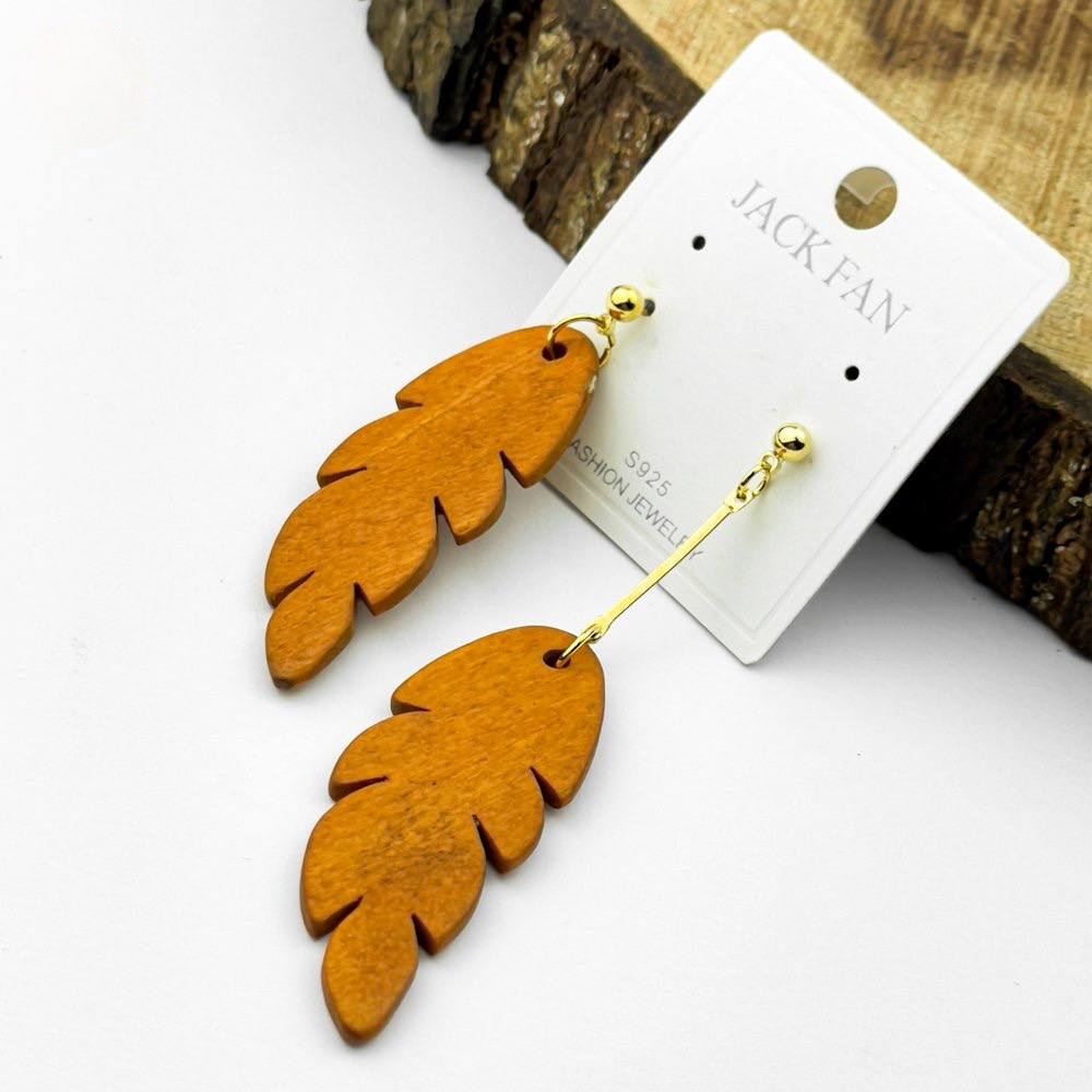 Autumn Leaf Earrings – Silver 925 with Brown Enamel Finish