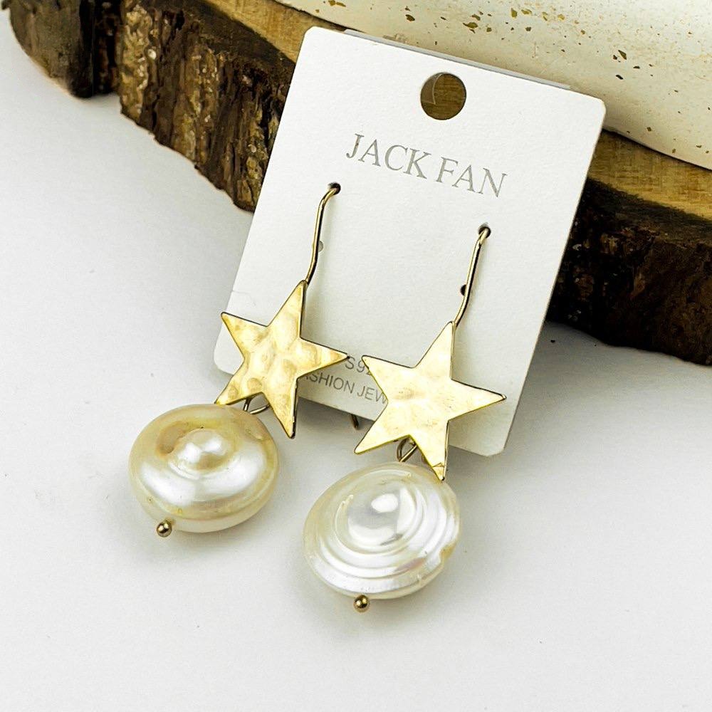 Star & Pearl Seashell Earrings – Silver 925