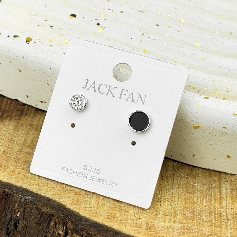 Black & Silver Mismatch Studs – Silver 925 with Crystal Accents