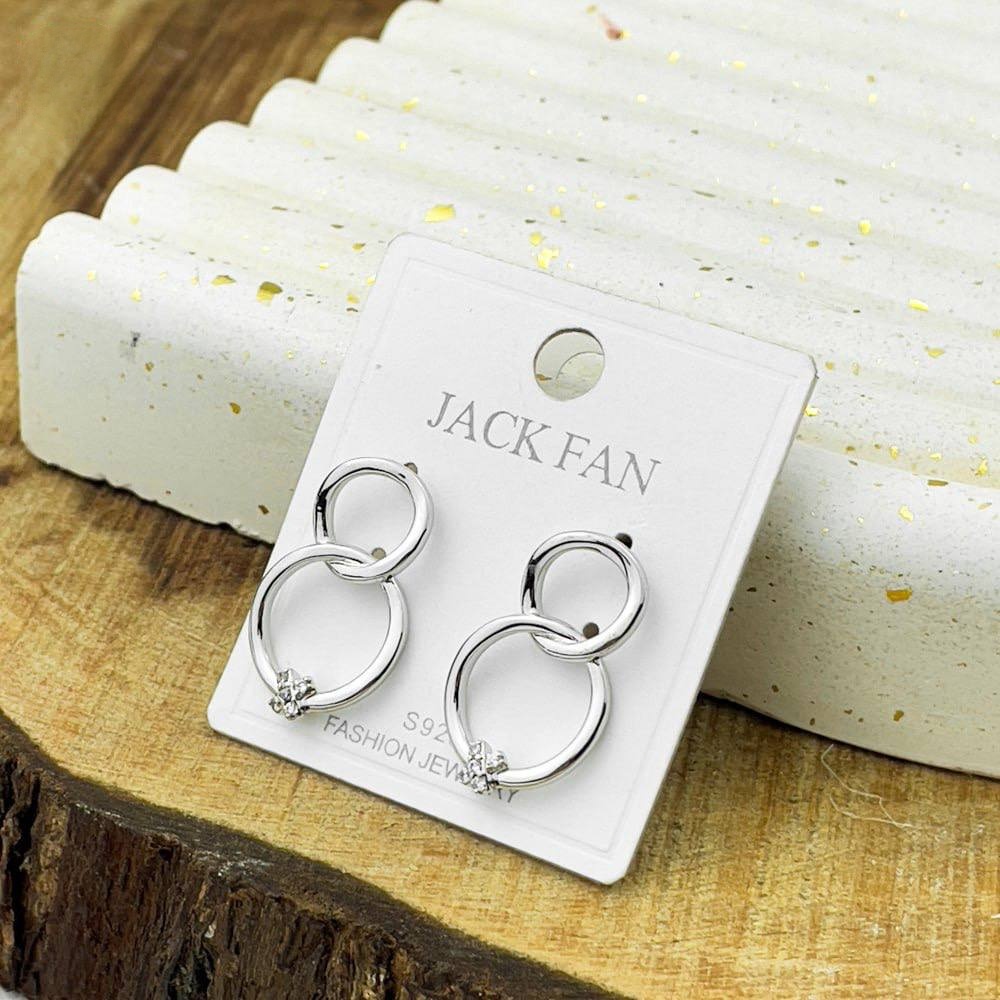 Interlocking Silver Hoops – Platinum 925 Earrings