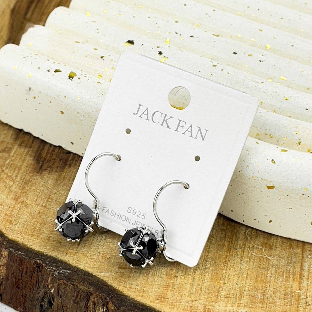 Open Circle Black Crystal Studs – Platinum 925 Silver