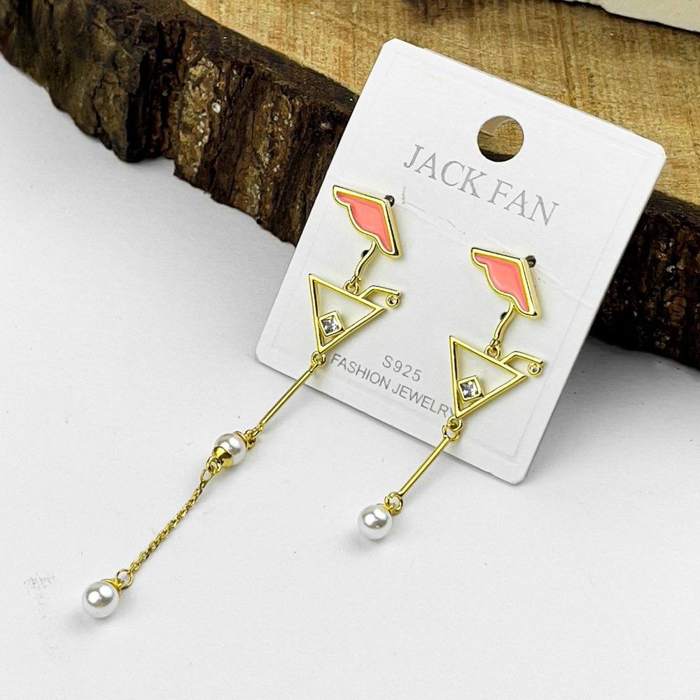 Golden Chalice Earrings – Silver 925 with Pink Pearl