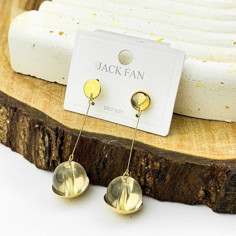 Golden Drop Earrings with Orb & Dish Pendant – Gold Plated