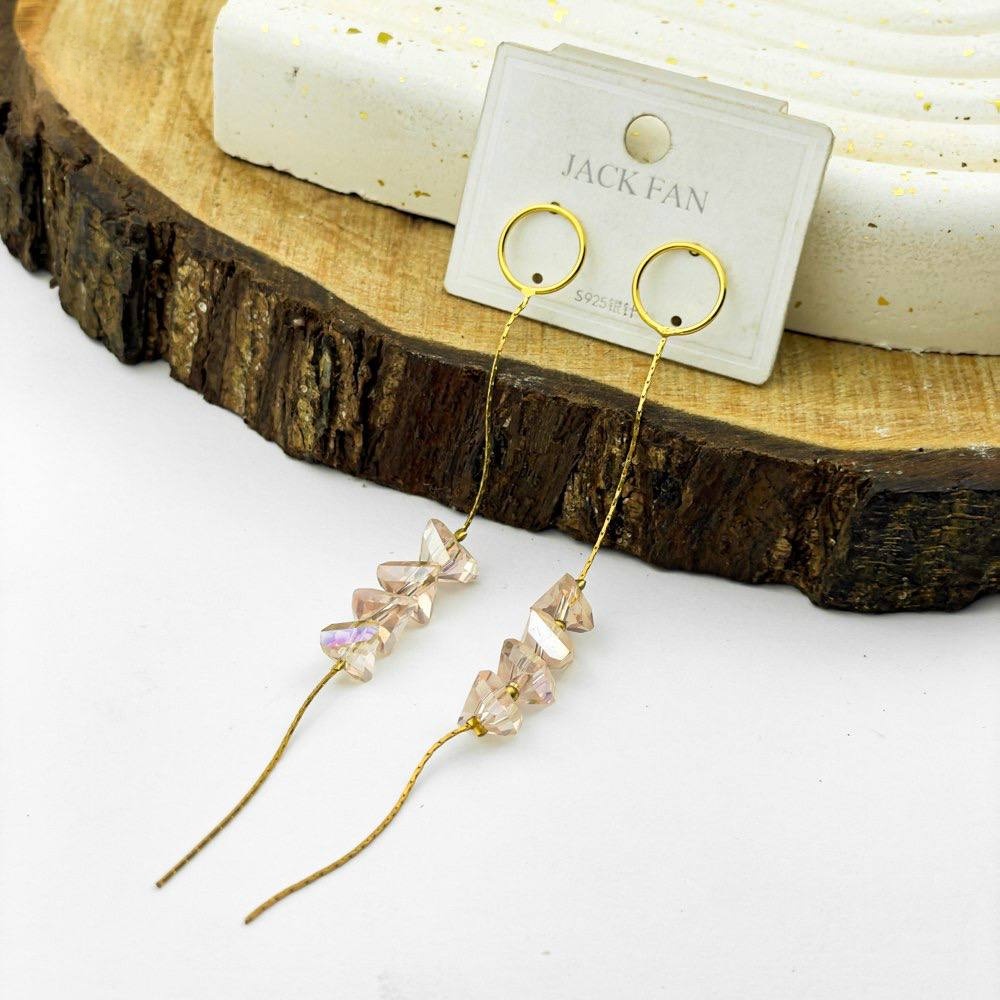 Pink Crystal Loop Earrings – Silver 925