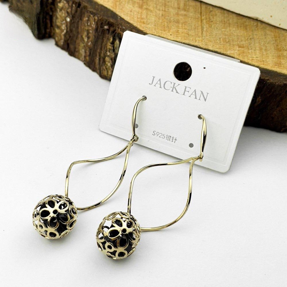 Matte Gold Orb Flow Earrings – Platinum Silver 925