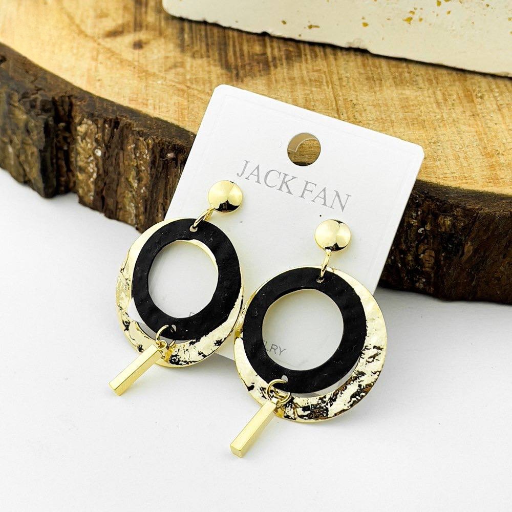 Orbit Ring Earrings – Platinum Silver 925, Gold with Black Accent