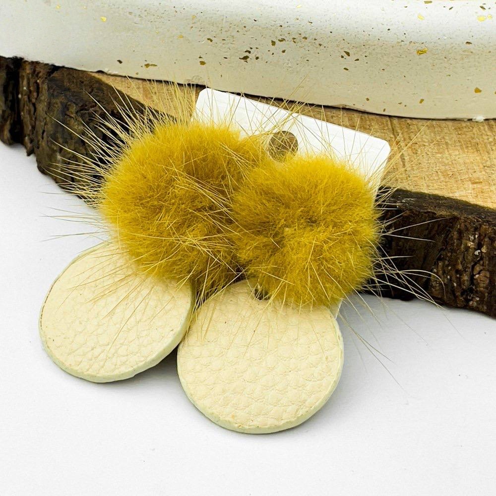 Plush Yellow Ball & Round Accent Earrings – Silver 925