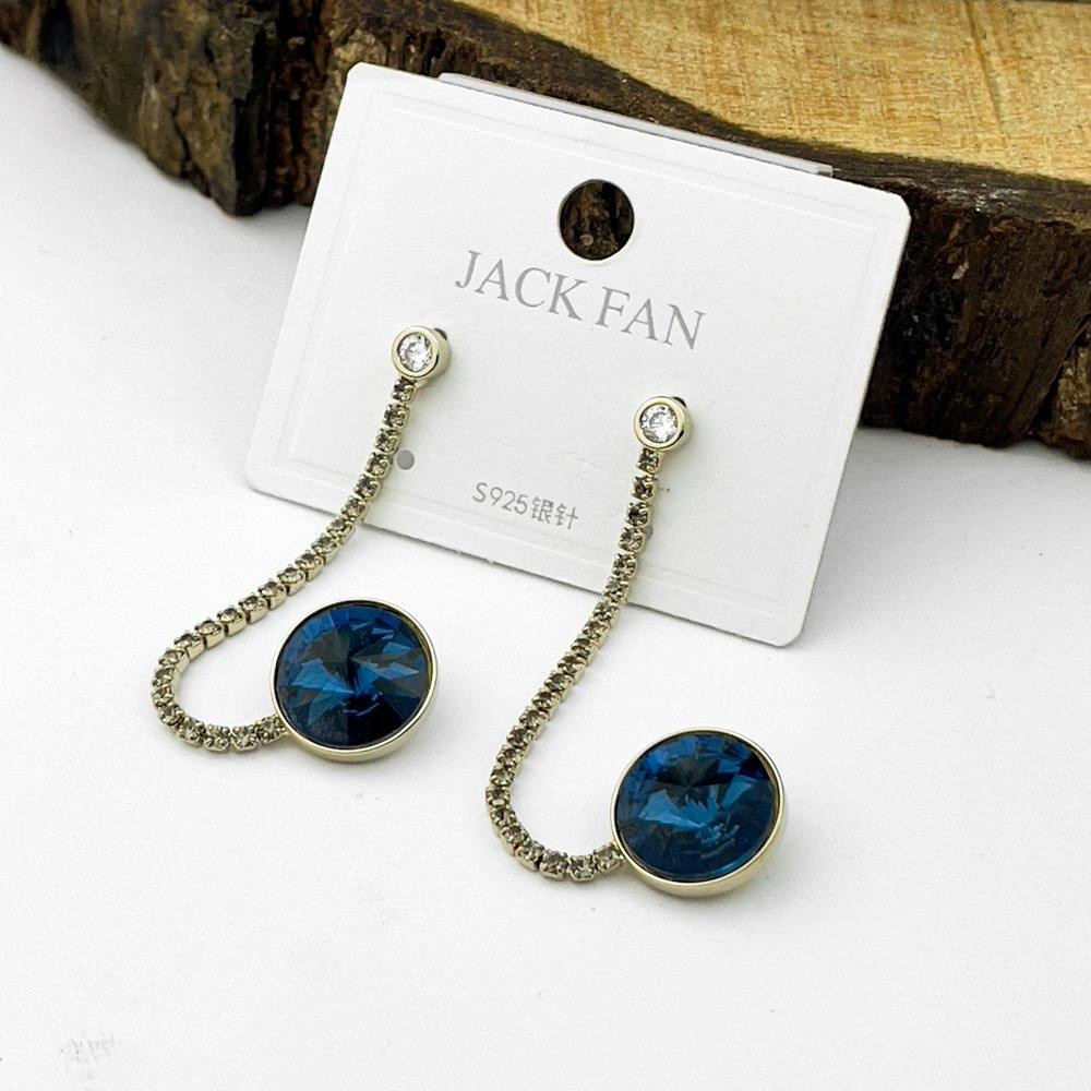 Midnight Blue Stone Pendant Earrings – Silver 925