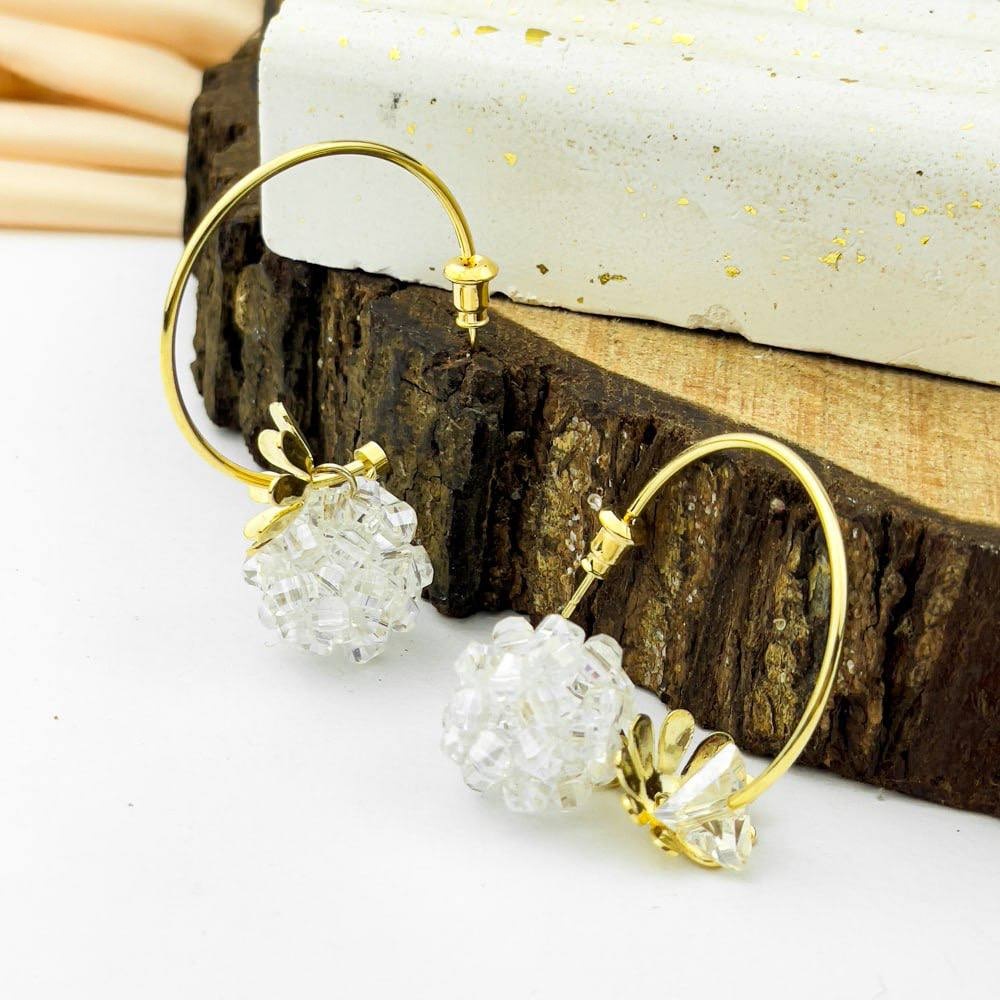 Radiant Crescent Crystal Earrings – Silver & Platinum