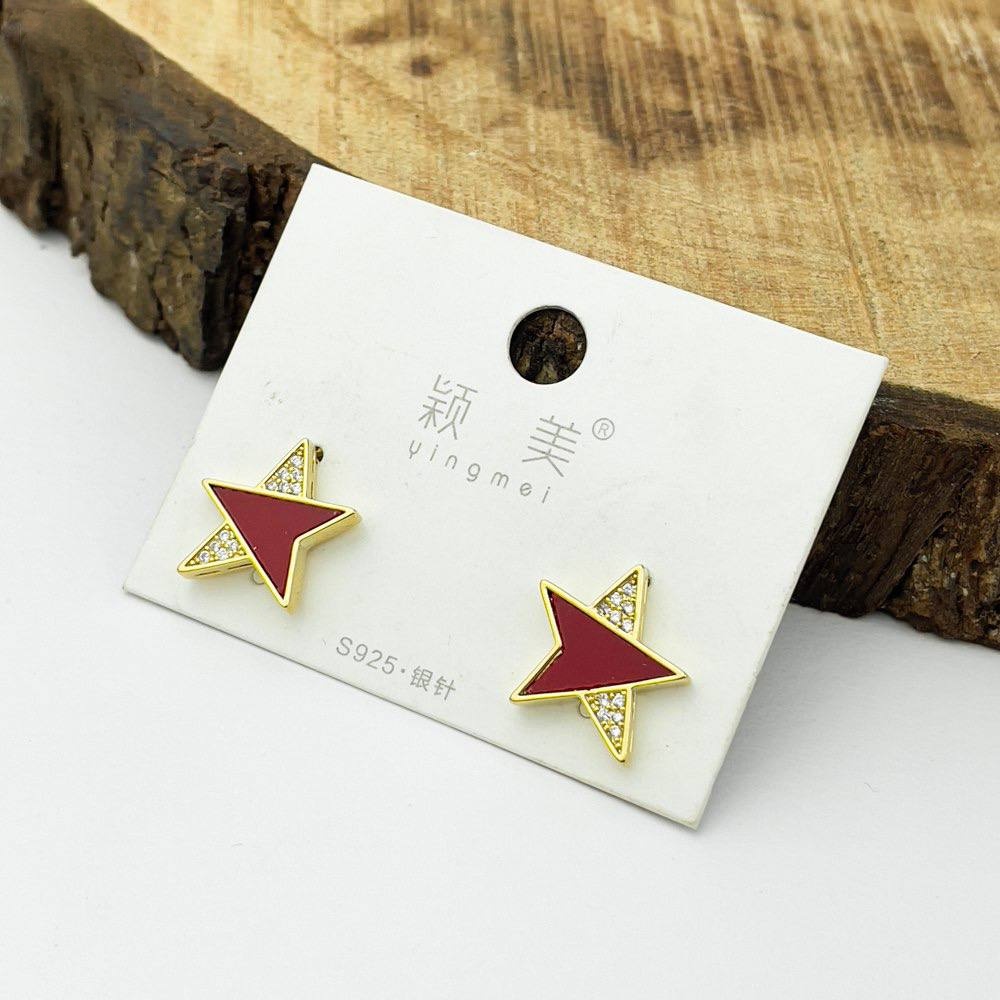 Platinum Chevron Duo Earrings – Red & Silver Accents