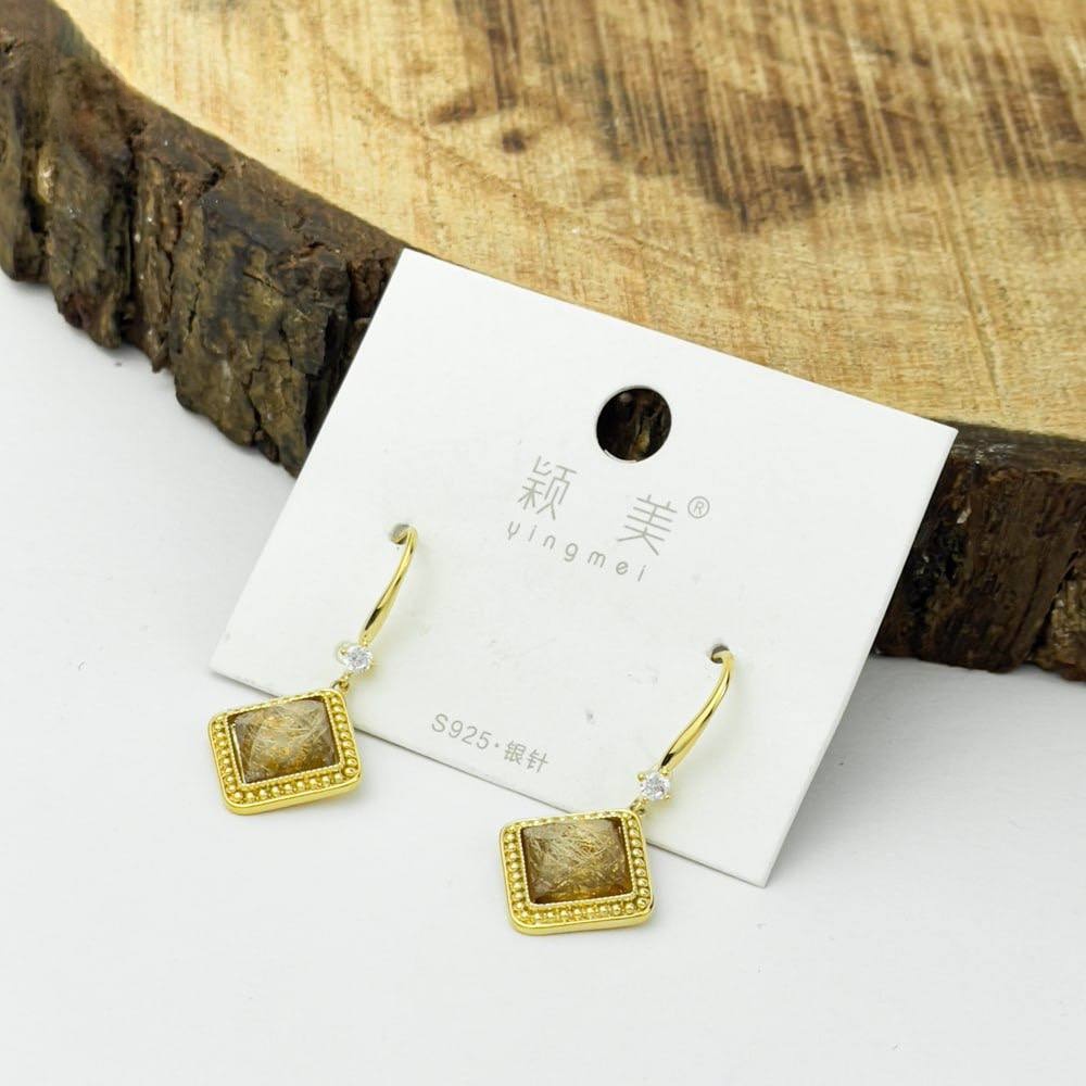 Platinum Diamond Shape Earrings – Gold Tone