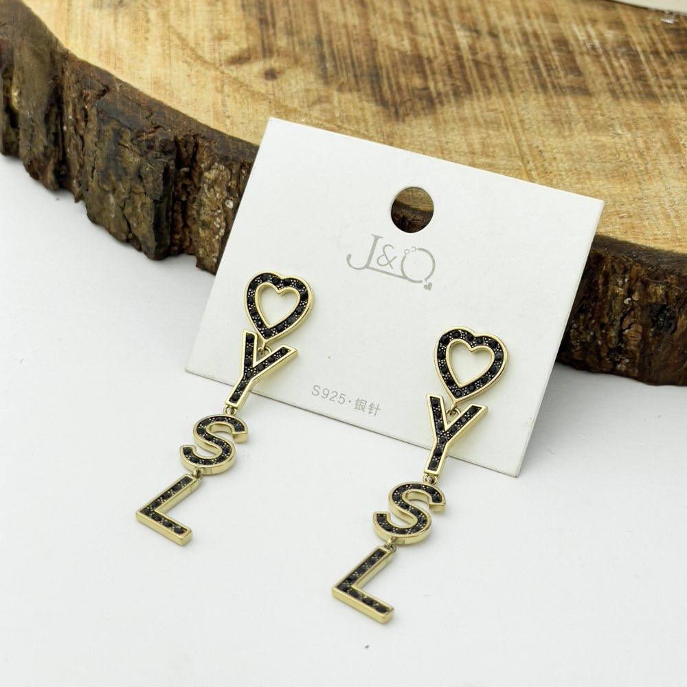 Golden YSL Dangle Earrings – Silver 925
