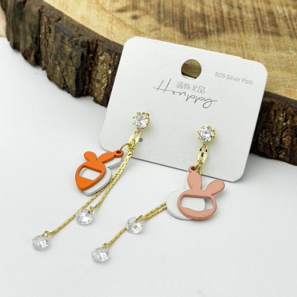 Bunny & Carrot Kashmiri & Orange Mismatched Earrings – Silver 925