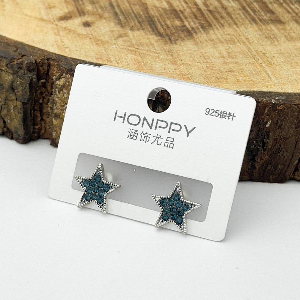 Starry Crystal Earrings – Silver 925 with Blue Accents