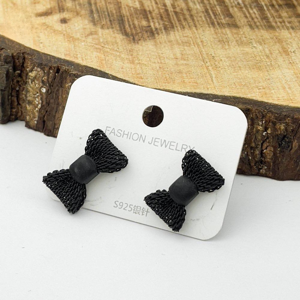 Black Bow Earrings – Platinum Plated Silver 925