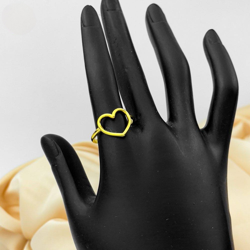 Hollow Heart Gold Ring – Stainless Steel