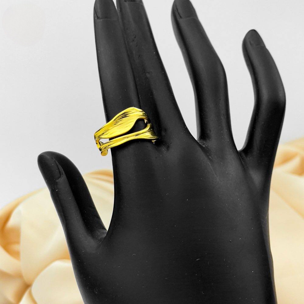 Layered Textured Gold Ring – Stainless Steel