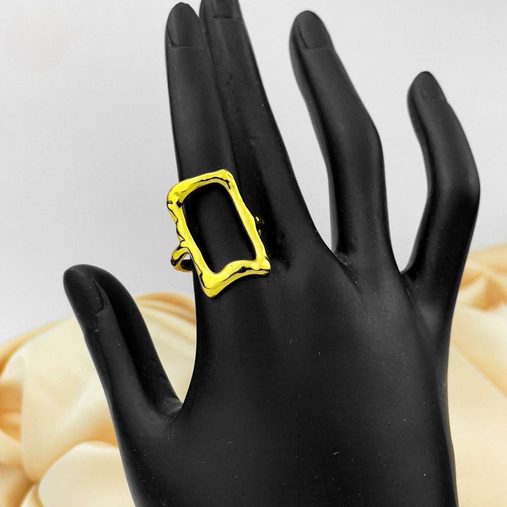 Gold Hollow Rectangle Ring