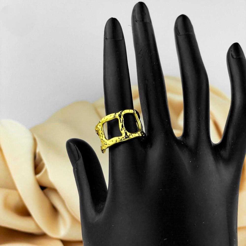Double Square Gold Ring – Stainless Steel
