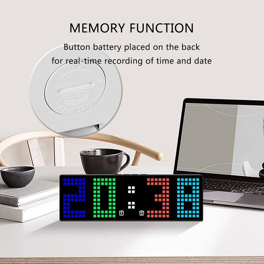 Digital clock with interchangeable colors, easy to read, office and ...