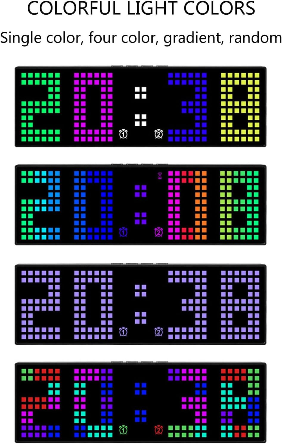 Digital clock with interchangeable colors, easy to read, office and ...