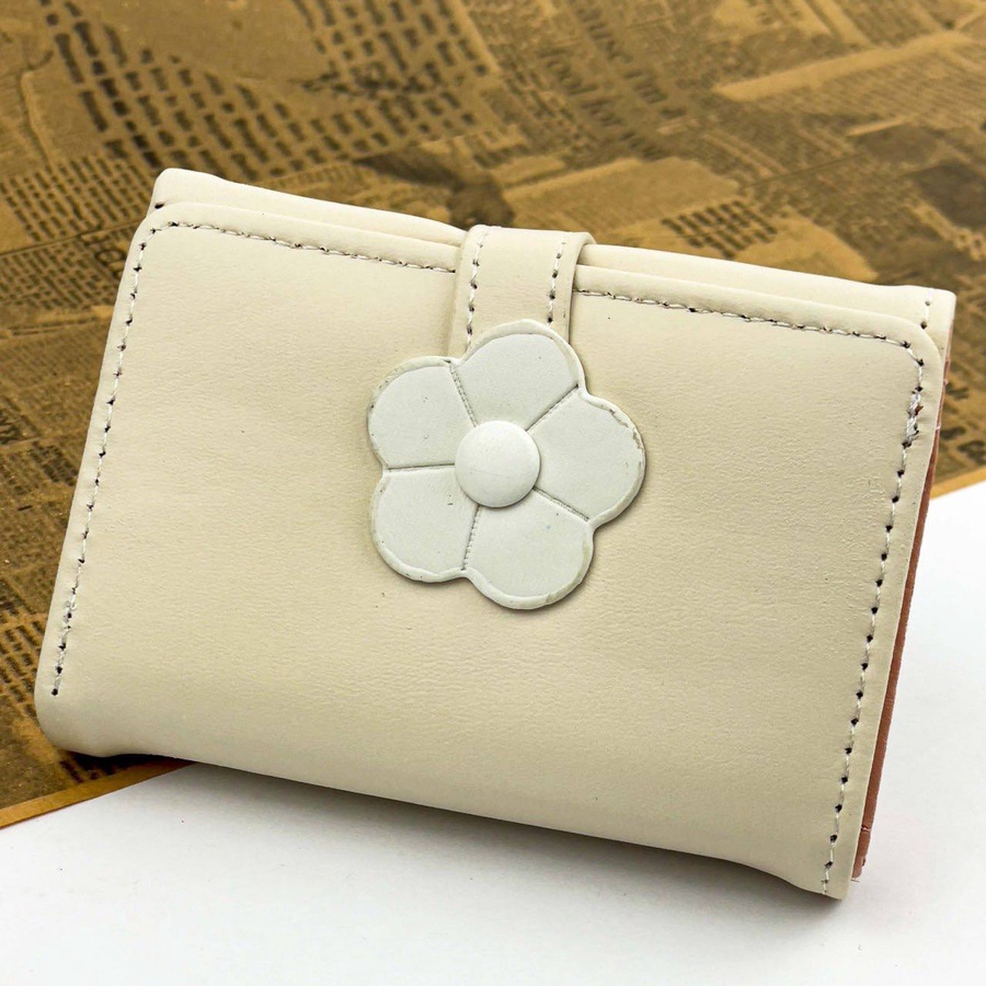 White Flower Clasp Wallet – Multi Colors | Premium Faux Leather
