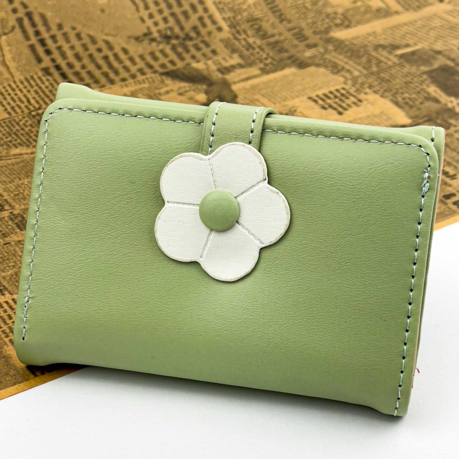 White Flower Clasp Wallet – Multi Colors | Premium Faux Leather