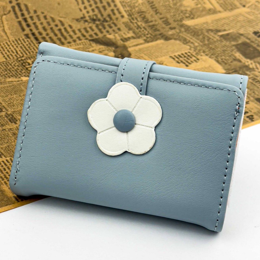 White Flower Clasp Wallet – Multi Colors | Premium Faux Leather