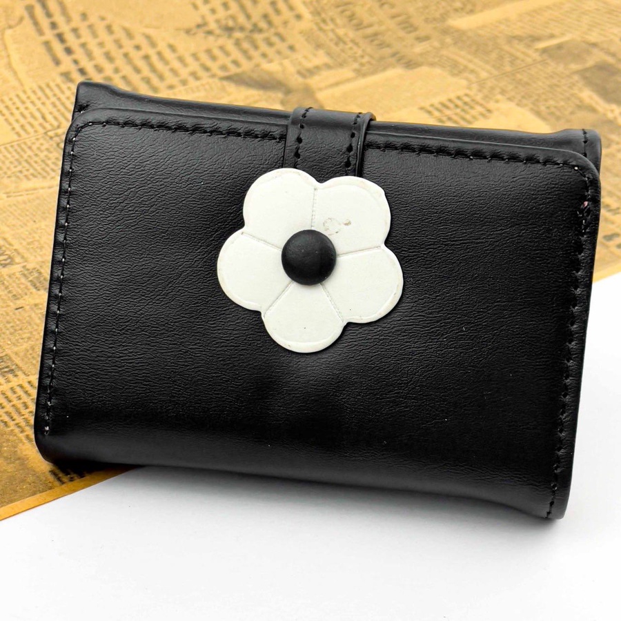 White Flower Clasp Wallet – Multi Colors | Premium Faux Leather