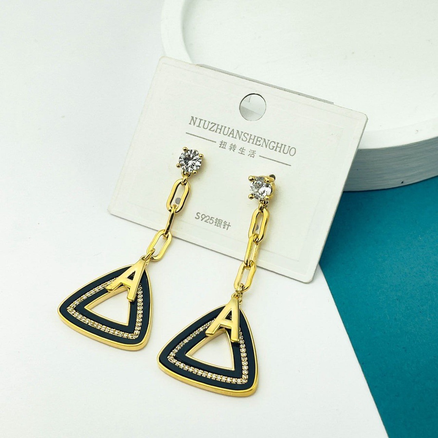 Glam Gold Drop Earrings with A Charm