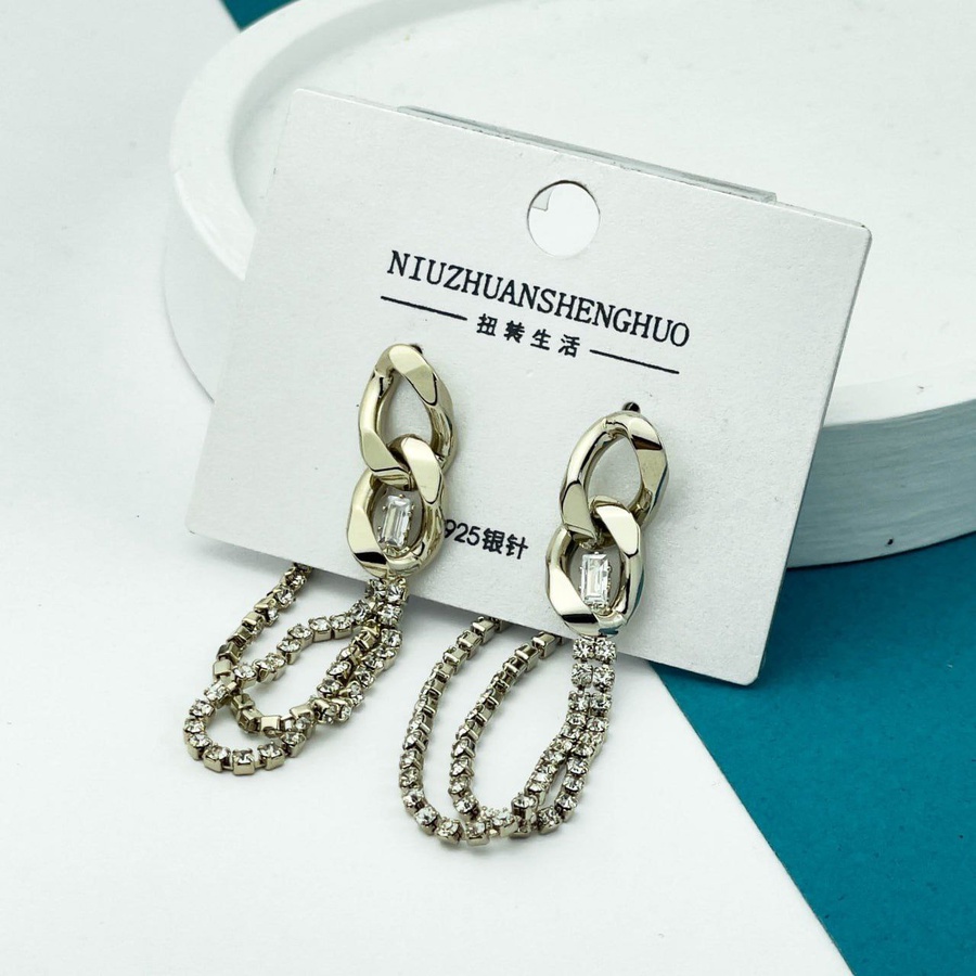 Silver-Tone Link Inspired Drop Earrings