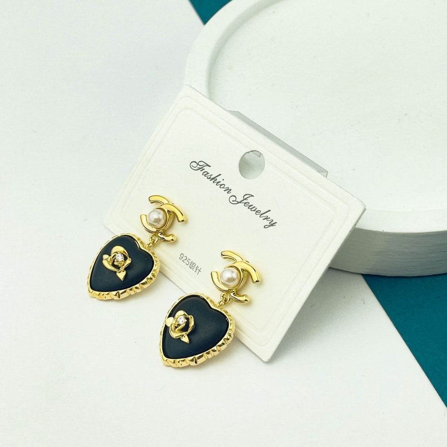 Chanel Heart Green Accent Earrings