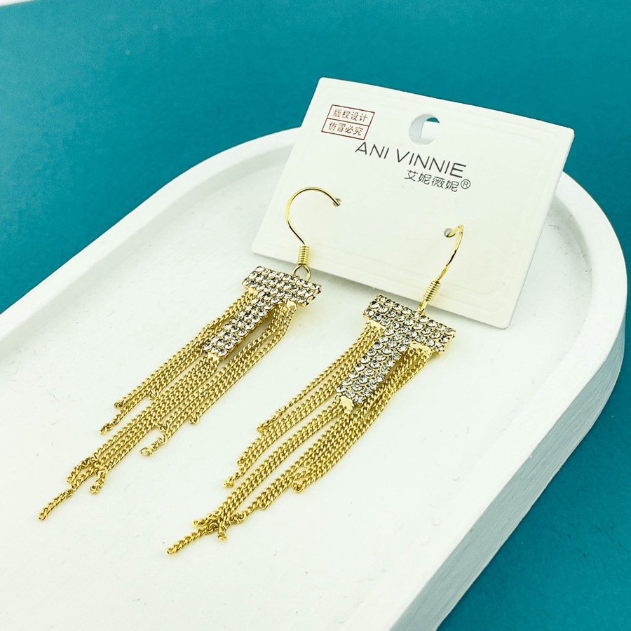 Elegant Gold Zircon Chain Earrings