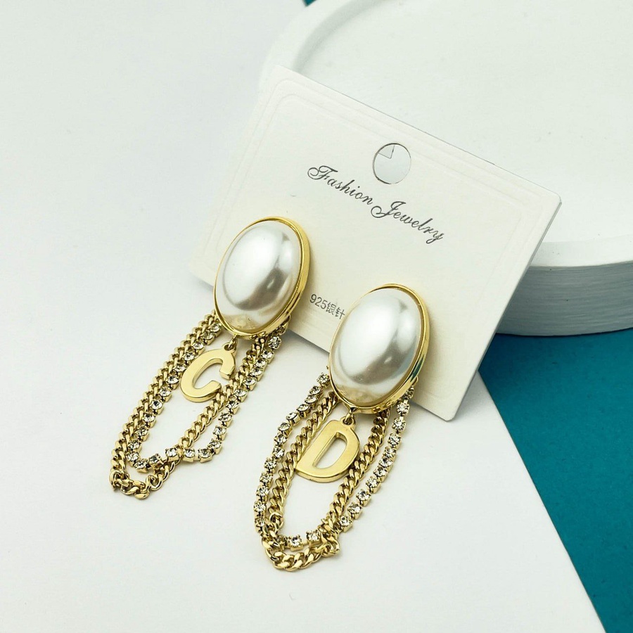Pearl & Letter Drop Earrings – C & D Design