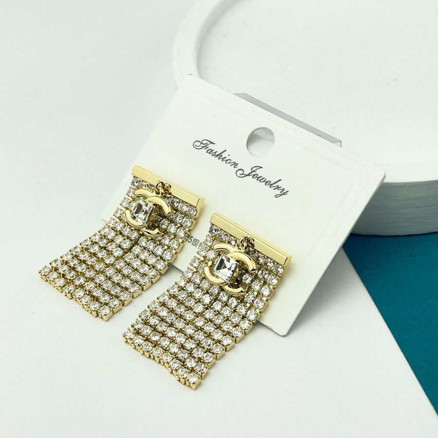 Chanel Inspired Zircon Chain Earrings